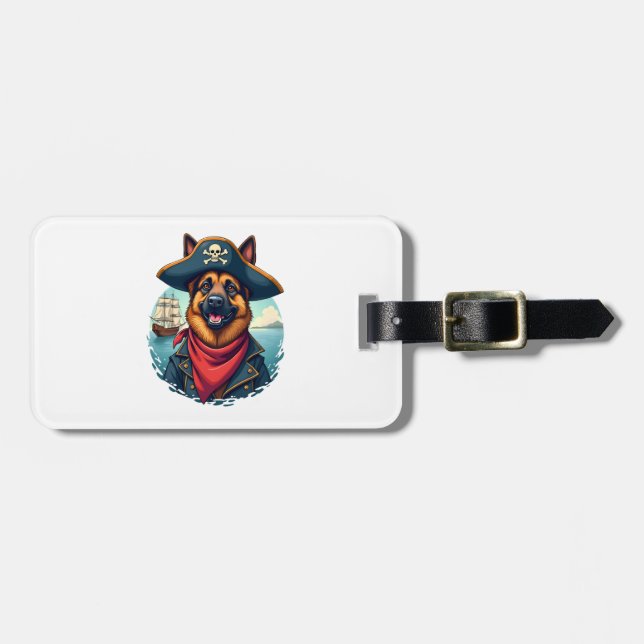 German Shepherd Dog Pirate Copy Luggage Tag (Front Horizontal)