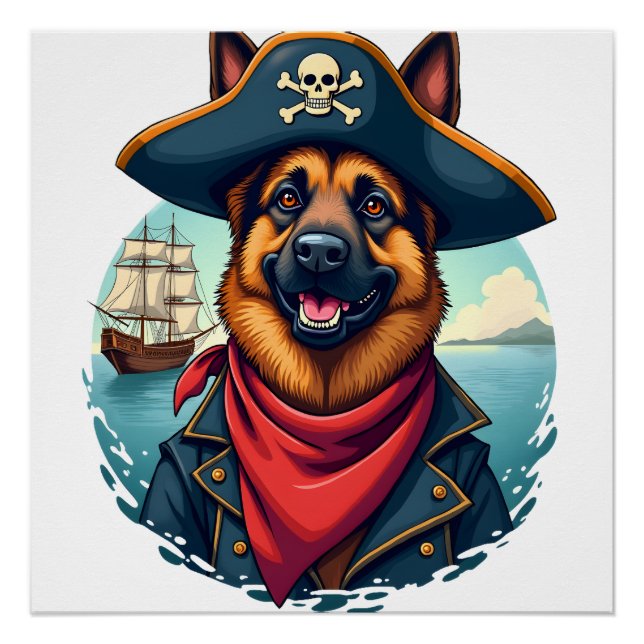 German Shepherd Dog Pirate Copy Poster (Front)