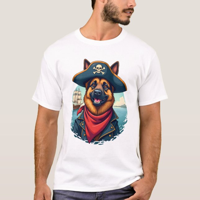 German Shepherd Dog Pirate Copy T-Shirt (Front)