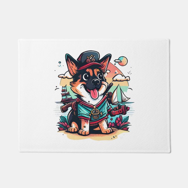 German Shepherd Dog Pirate Doormat (Front)