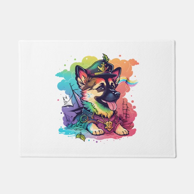 German Shepherd Dog Pirate   Doormat (Front)