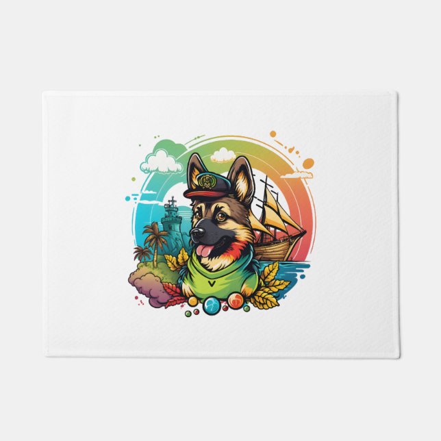 German Shepherd Dog Pirate  Doormat (Front)