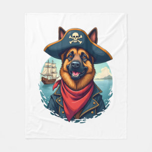 German Shepherd Dog Pirate  Fleece Blanket