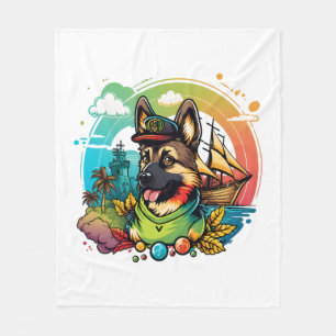 German Shepherd Dog Pirate Fleece Blanket