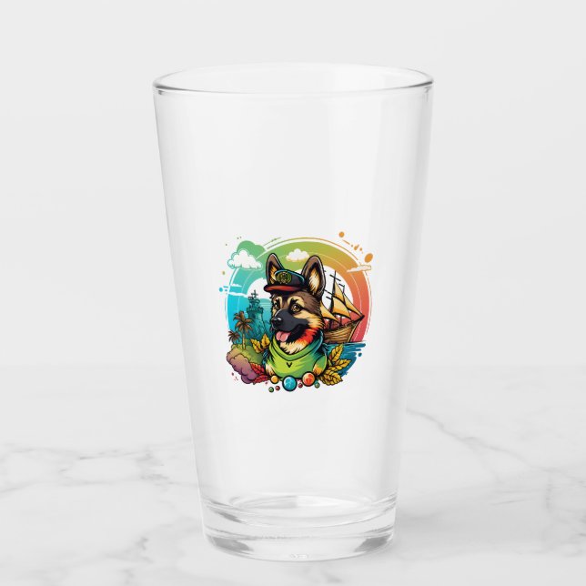German Shepherd Dog Pirate  Glass (Front)