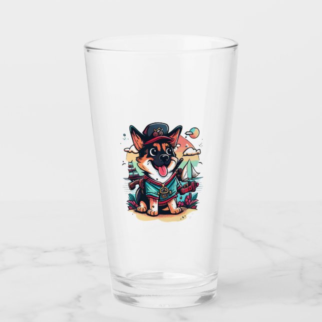 German Shepherd Dog Pirate Glass (Front)