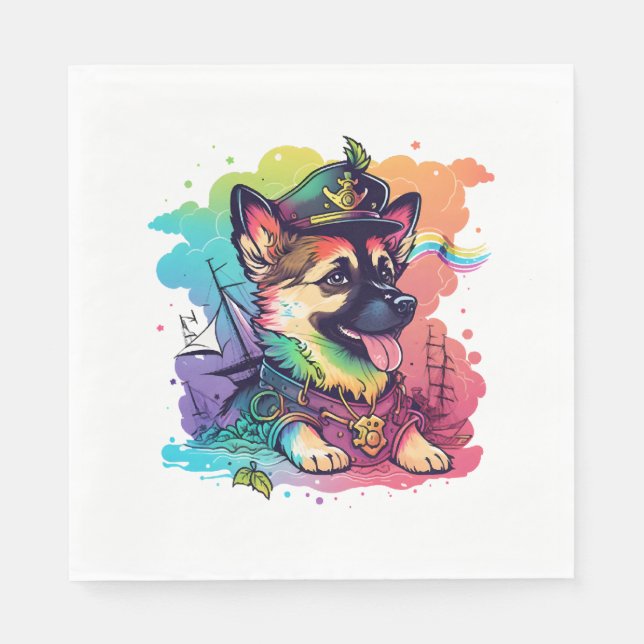 German Shepherd Dog Pirate   Napkin (Front)