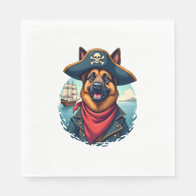German Shepherd Dog Pirate  Napkin (Front)