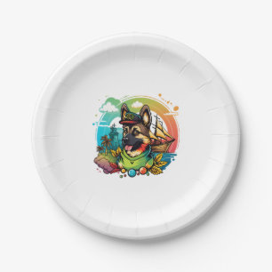 German Shepherd Dog Pirate Paper Plate