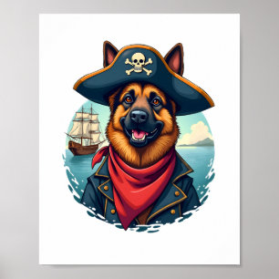 German Shepherd Dog Pirate  Poster