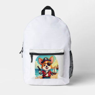 German Shepherd Dog Pirate Printed Backpack