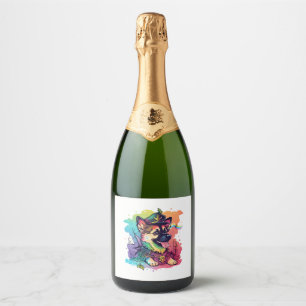 German Shepherd Dog Pirate Sparkling Wine Label
