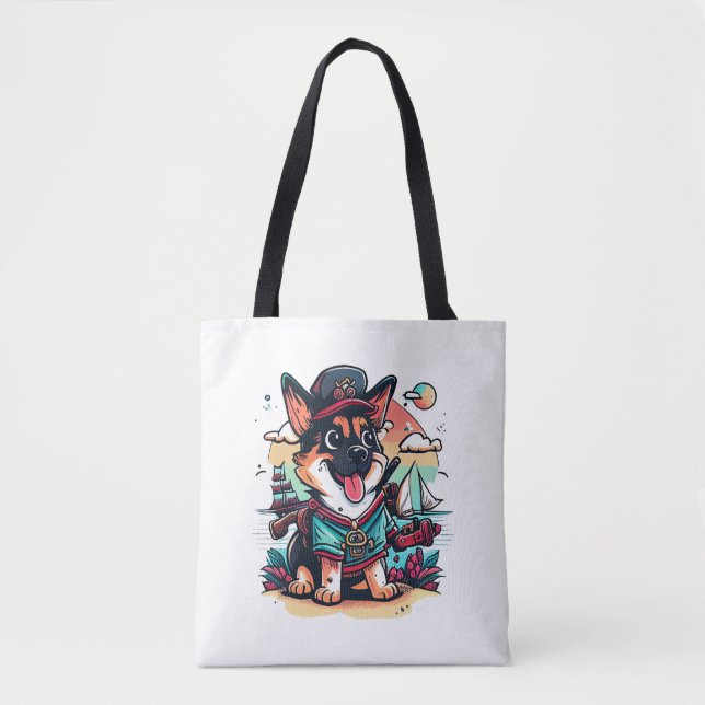 German Shepherd Dog Pirate Tote Bag (Front)
