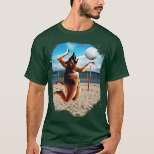 German Shepherd Dog Playing Beach Volleyball T-Shirt