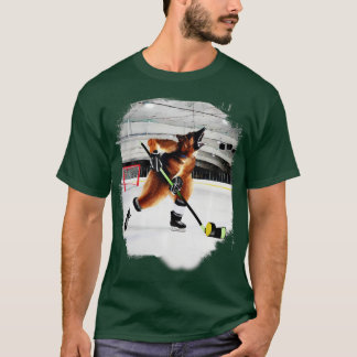 German Shepherd Dog Playing Ice Hockey T-Shirt