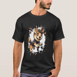German Shepherd Dog Playing Soccer Comic T-Shirt