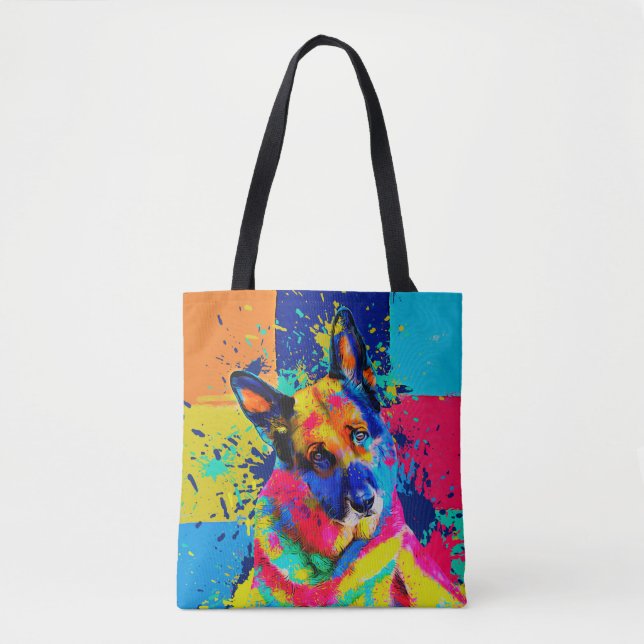 German Shepherd Dog - Pop Art colour splash Tote Bag (Front)