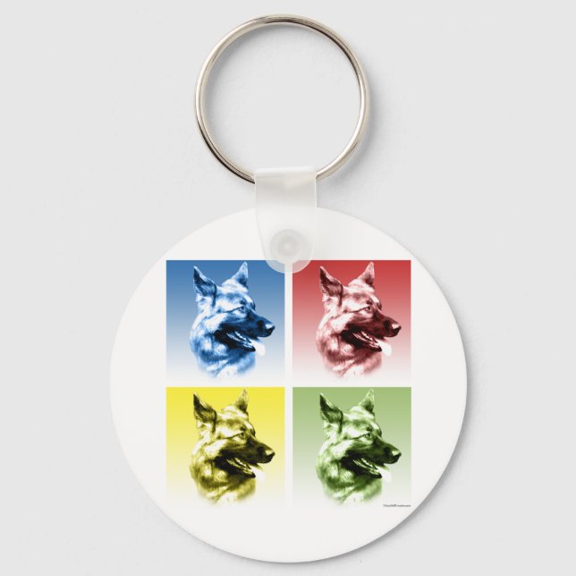 German Shepherd Dog Pop Art Key Ring (Front)