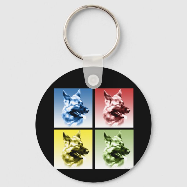 German Shepherd Dog Pop Art Key Ring (Front)