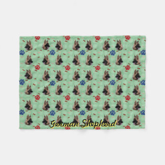 German Shepherd Dog Portrait Fleece Blanket