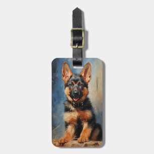German Shepherd dog puppy Luggage Tag