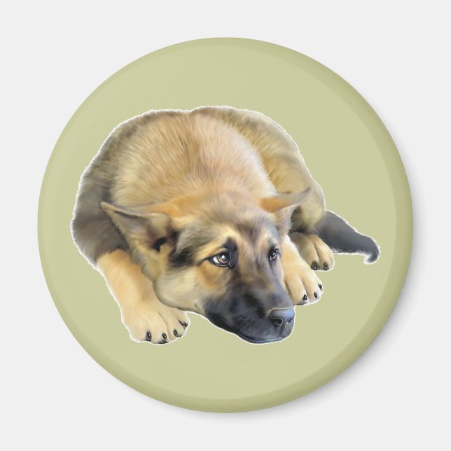 German Shepherd Dog Puppy Magnet (Front)