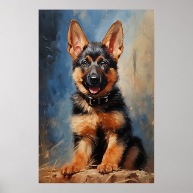 German Shepherd dog puppy Poster (Front)