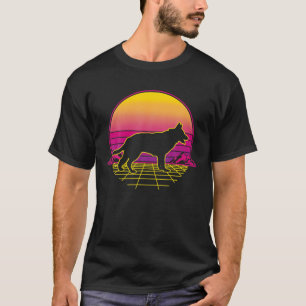 German Shepherd Dog Puppy Retro Vintage Sunset T-Shirt