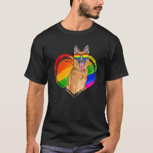 German Shepherd Dog Rainbow Heart Pet   Gay Pride  T-Shirt