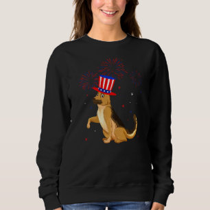 German Shepherd Dog Red White Blue Fireworks 4th O Sweatshirt