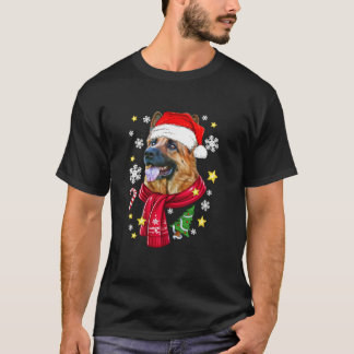 German shepherd dog Reindeer Christmas Lights Dog  T-Shirt