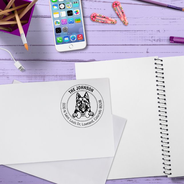 German Shepherd Dog Return Address Family  Rubber Stamp (Creator Uploaded)