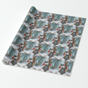 German Shepherd Dog Riding Motorcycle Christmas  Wrapping Paper