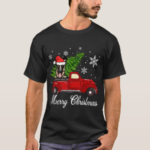 German Shepherd Dog Riding Red Truck Christmas Dec T-Shirt