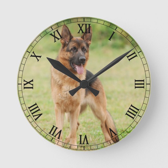 German shepherd dog round clock (Front)
