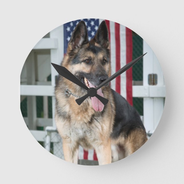 German Shepherd Dog Round Clock (Front)