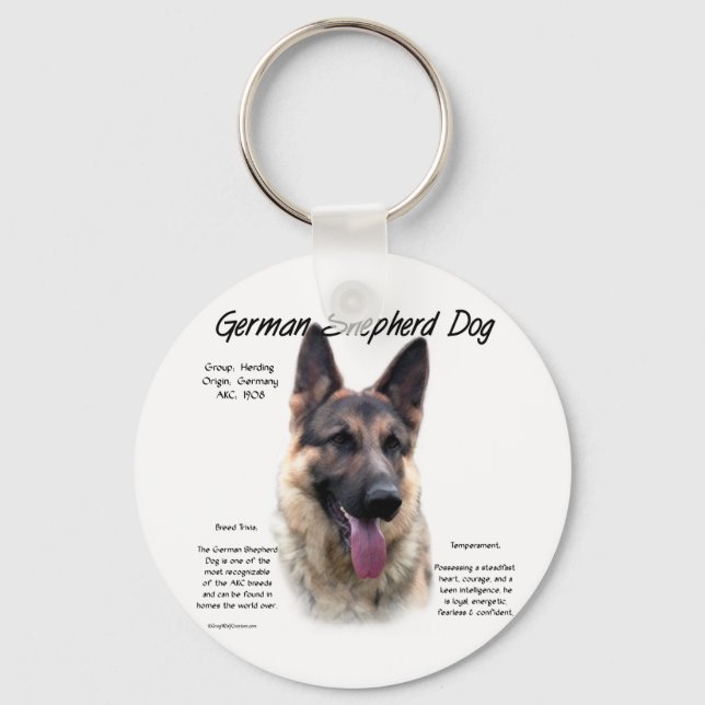 German Shepherd Dog (sable) History Design Key Ring (Front)