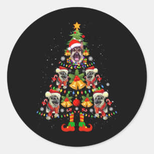 German Shepherd Dog Santa Hat Christmas Tree Xmas Classic Round Sticker