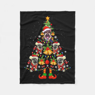 German Shepherd Dog Santa Hat Christmas Tree Xmas  Fleece Blanket