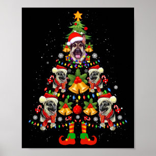 German Shepherd Dog Santa Hat Christmas Tree Xmas  Poster