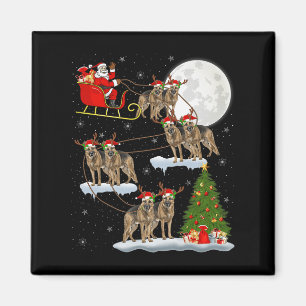 German Shepherd Dog Santa Sleigh Flying Funny Chri Magnet