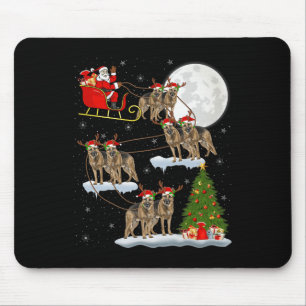 German Shepherd Dog Santa Sleigh Flying Funny Chri Mouse Pad