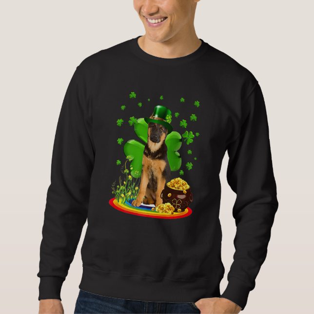 German Shepherd Dog Shamrock St Patricks Day Dog I Sweatshirt (Front)