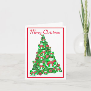 German Shepherd Dog Silhouette Christmas Tree Grn Card