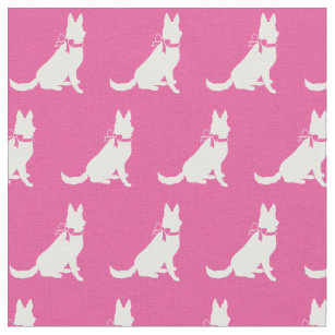 German Shepherd Dog Silhouette Pet Pink Fabric