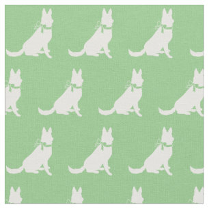 German Shepherd Dog Silhouette Pet Sage Green Fabric