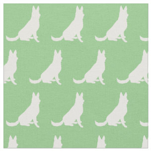 German Shepherd Dog Silhouette Pet Sage Green Fabric