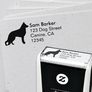 German Shepherd Dog Silhouette Return Address Self-inking Stamp