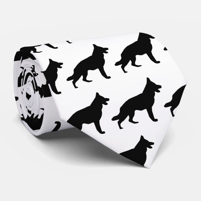 German Shepherd Dog Silhouette Tie (Rolled)