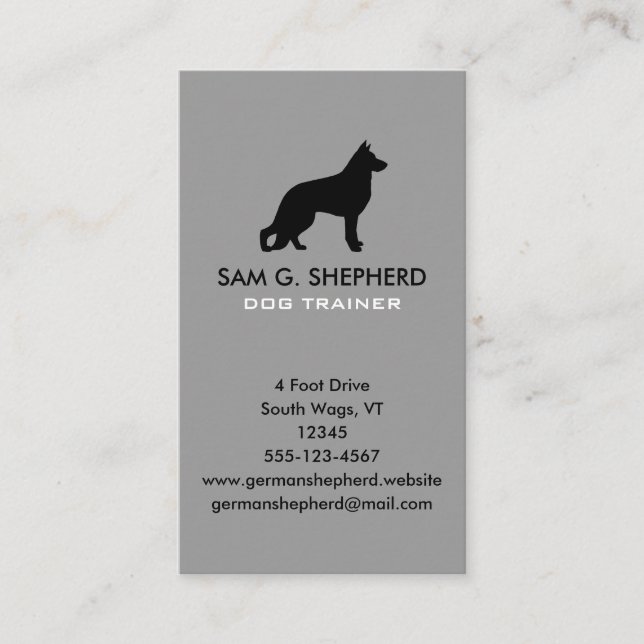 German Shepherd Dog Silhouette Vertical Business Card (Front)